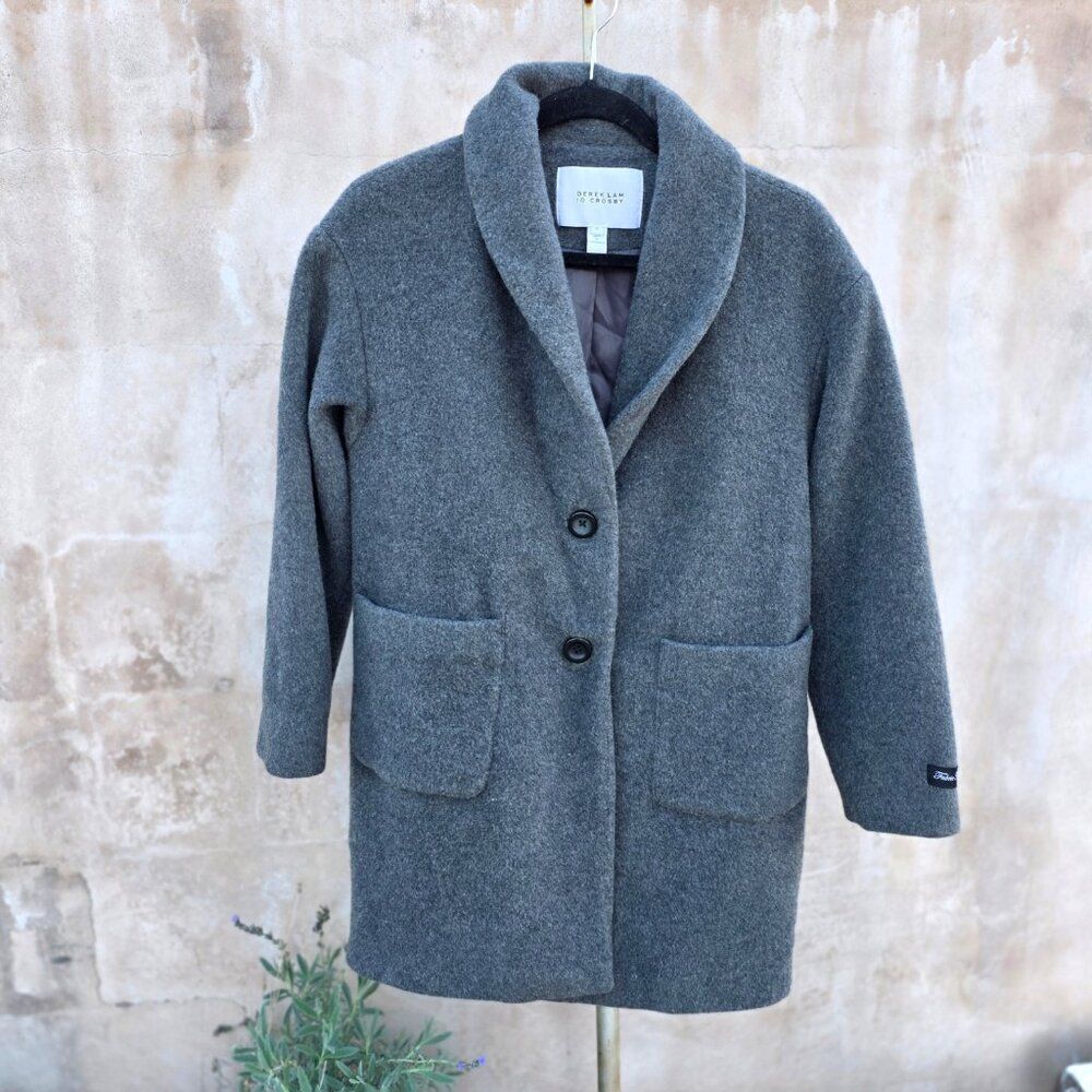 Derek lam 10 Crosby Wool Mohair Blend gray winter Overcoat